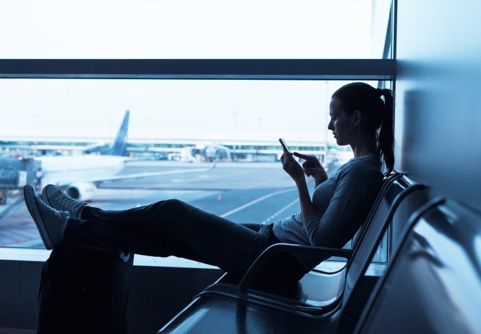 Woman waiting at the airport