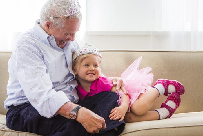 Grandpa Playing Dress-up with Granddaughter