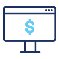 desktop monitor icon with dollar sign