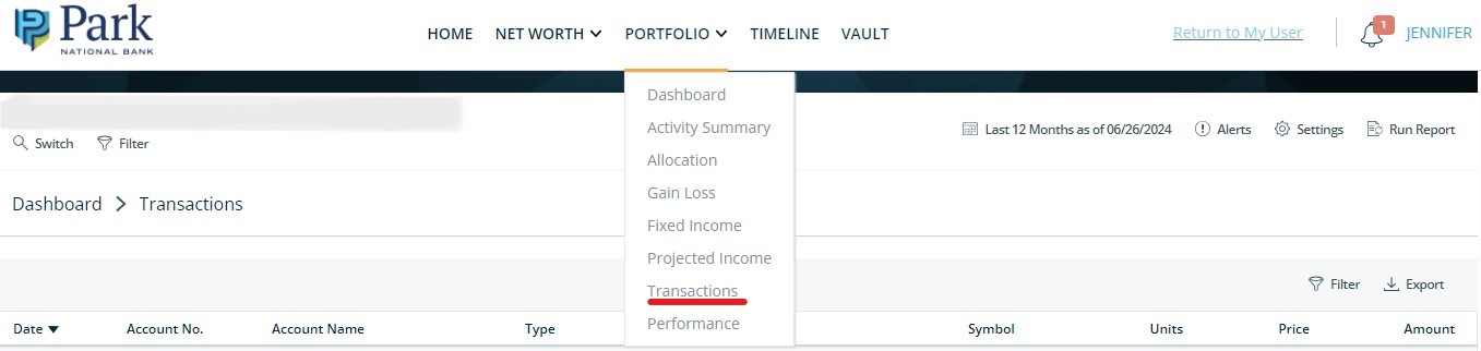 Wealth Online Transactions Navigation